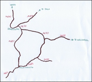 Map to Dolgellau